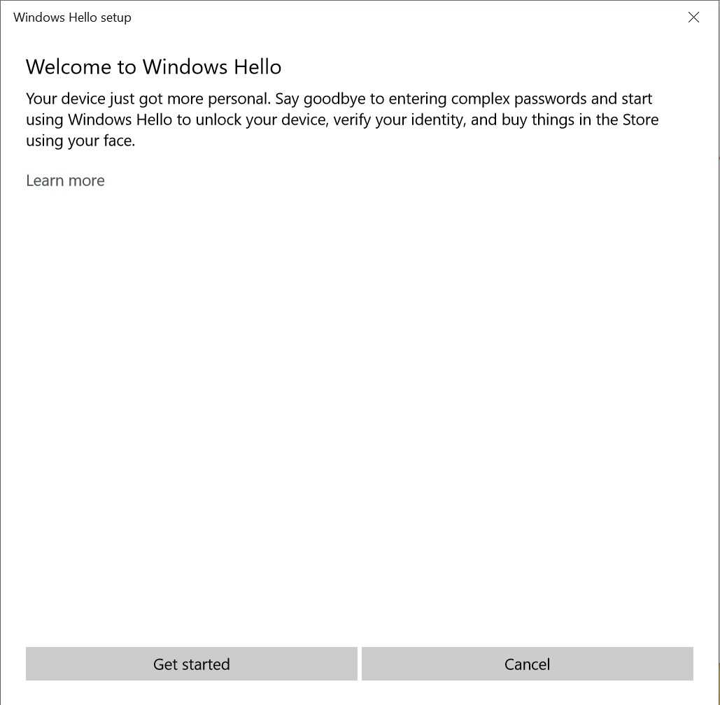 Windows Hello Setup