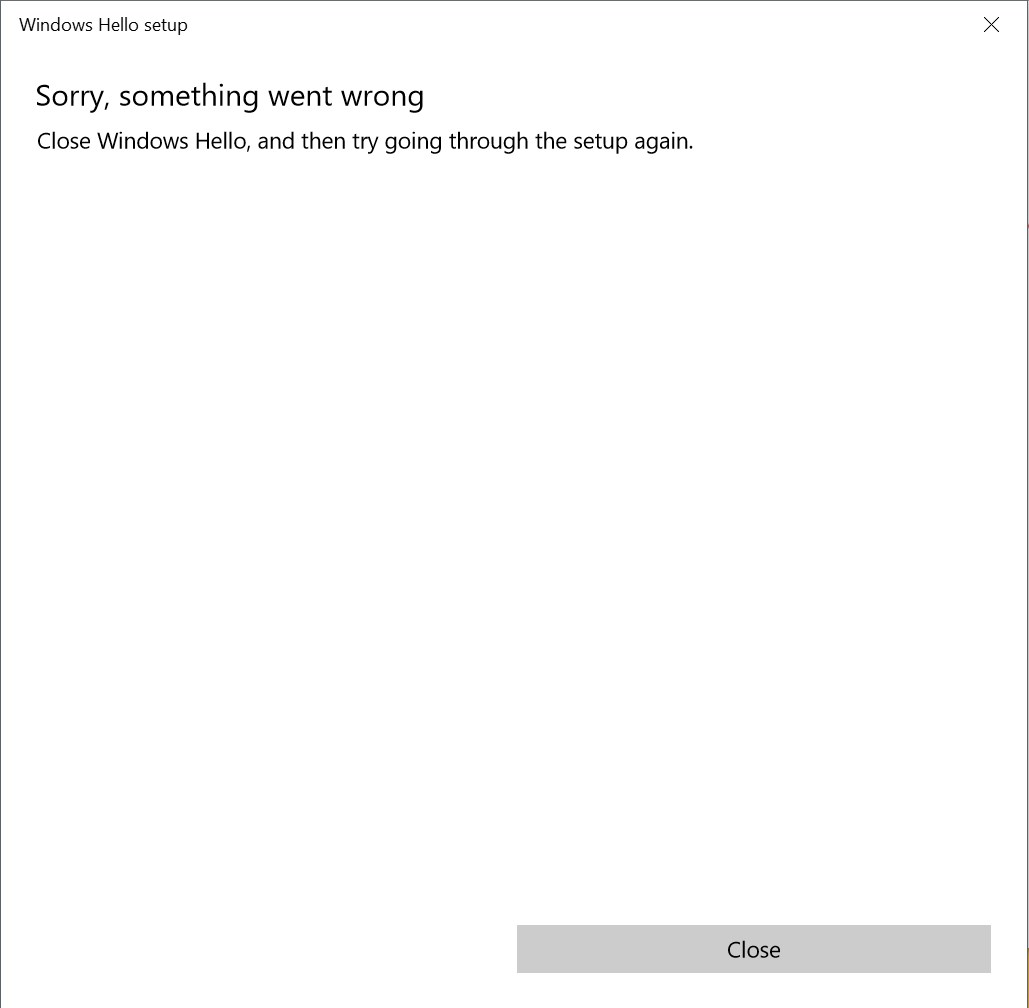 Windows Hello Setup Error