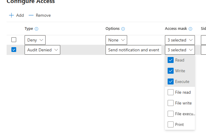 Audit Denied access entry