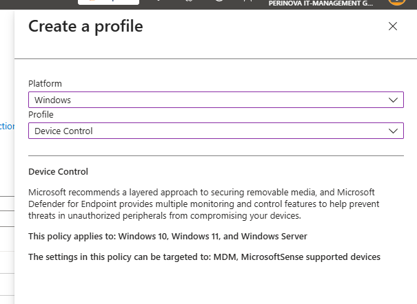 Create Device Control policy