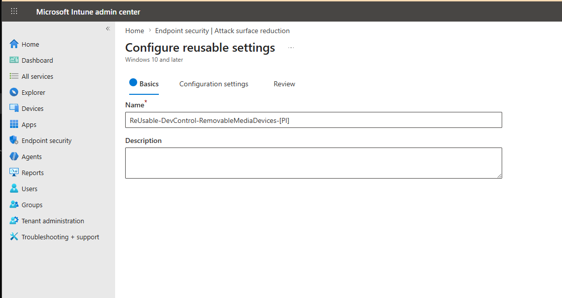 Reusable settings group name