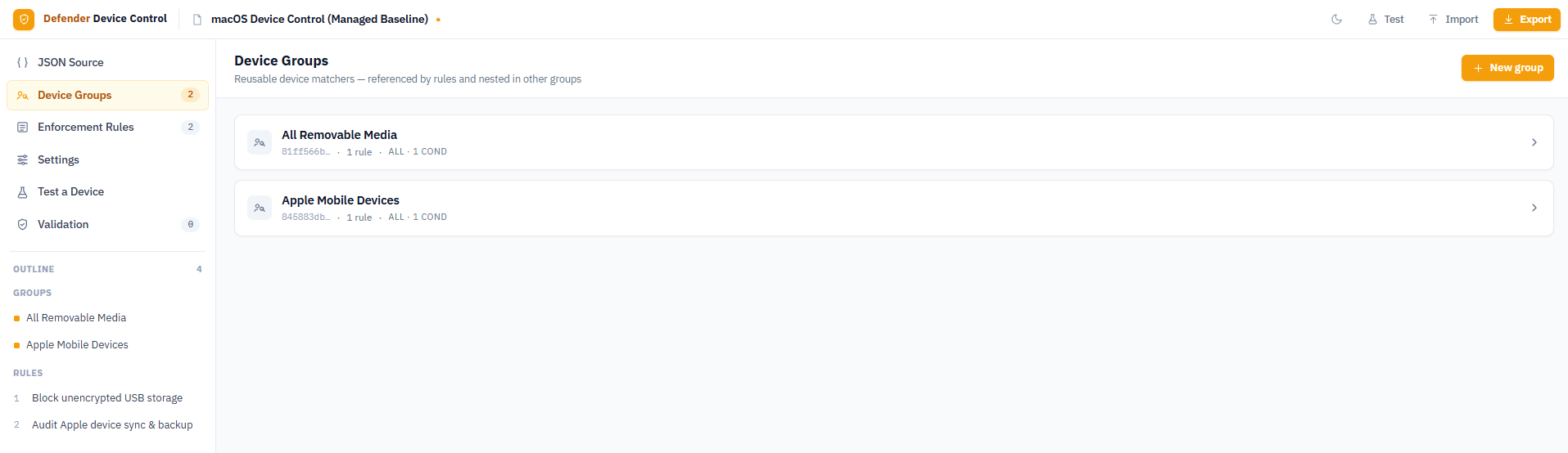 Device Groups after cleanup showing only All Removable Media and Apple Mobile Devices