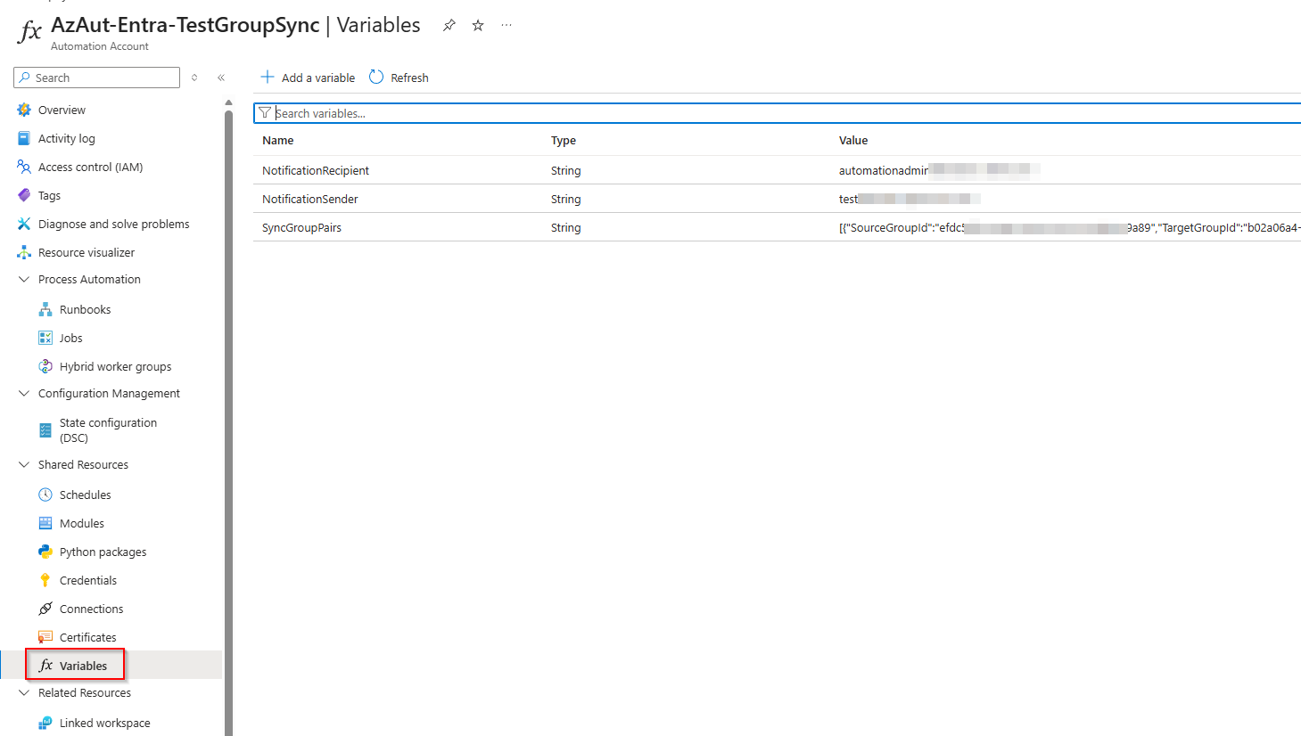 Add variables
