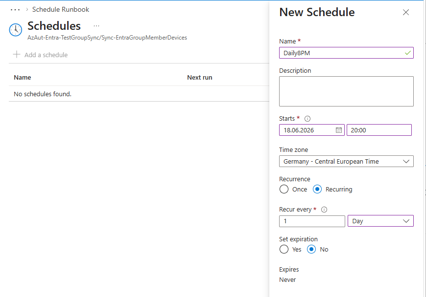 Create a schedule