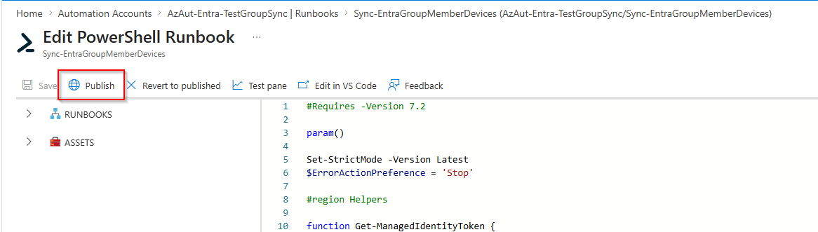Publish the runbook