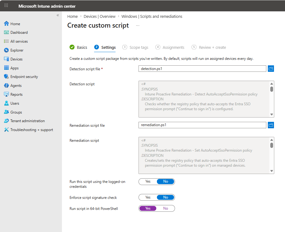 Remediation - Settings