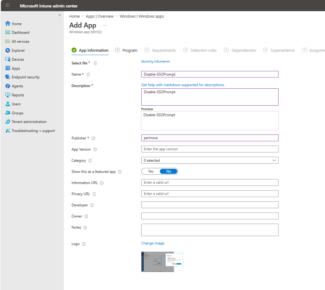 Win32 app - App information