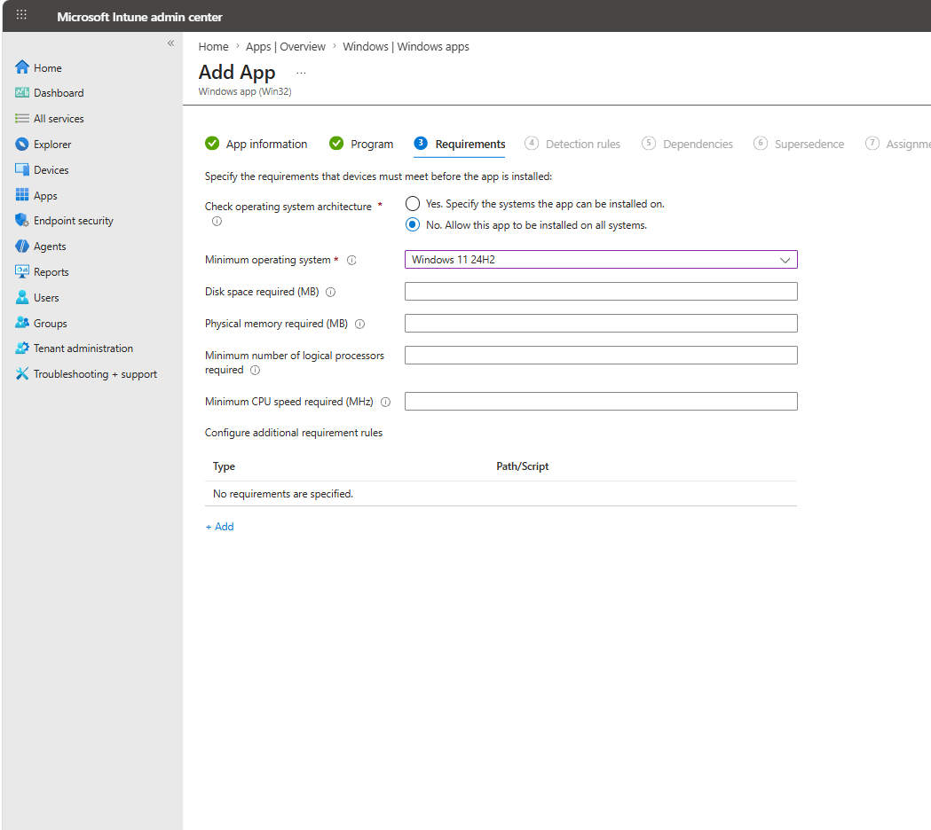 Win32 app - Requirements