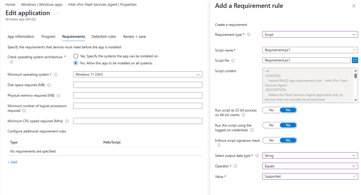 Requirement script