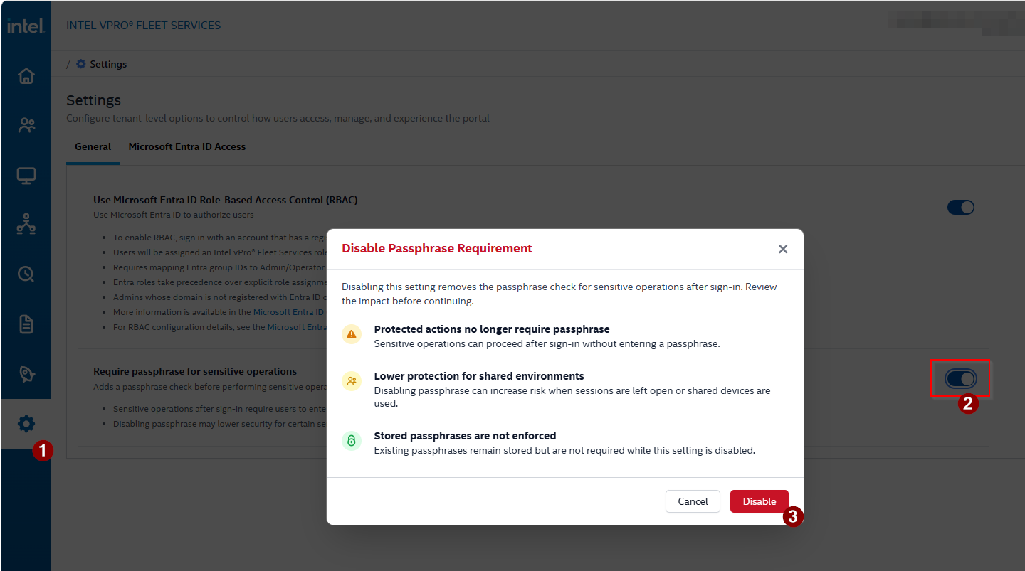 Disable the passphrase requirement