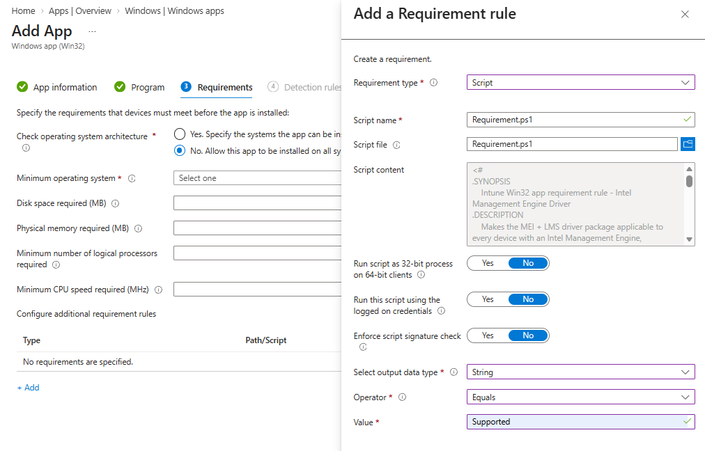 Requirement script of the driver app