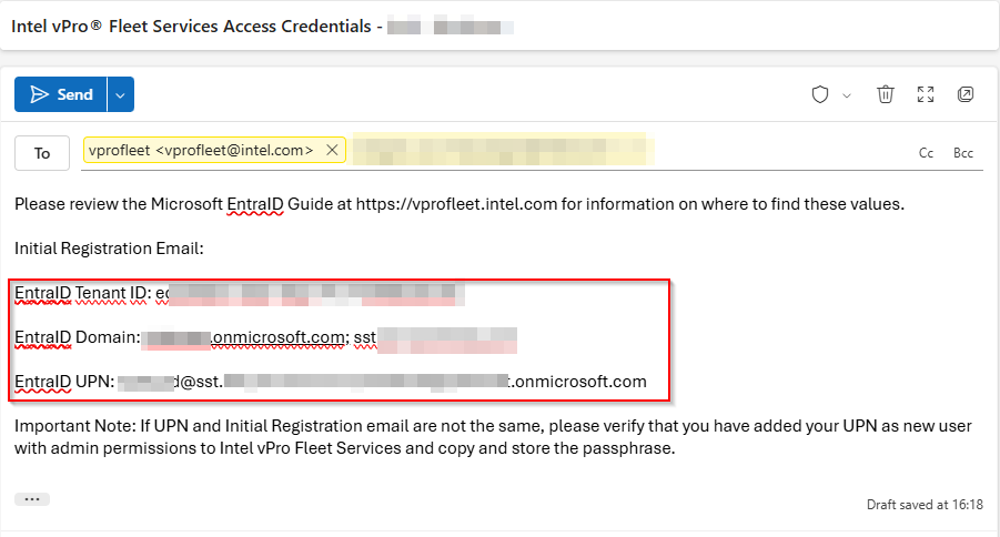 Entra ID setup request