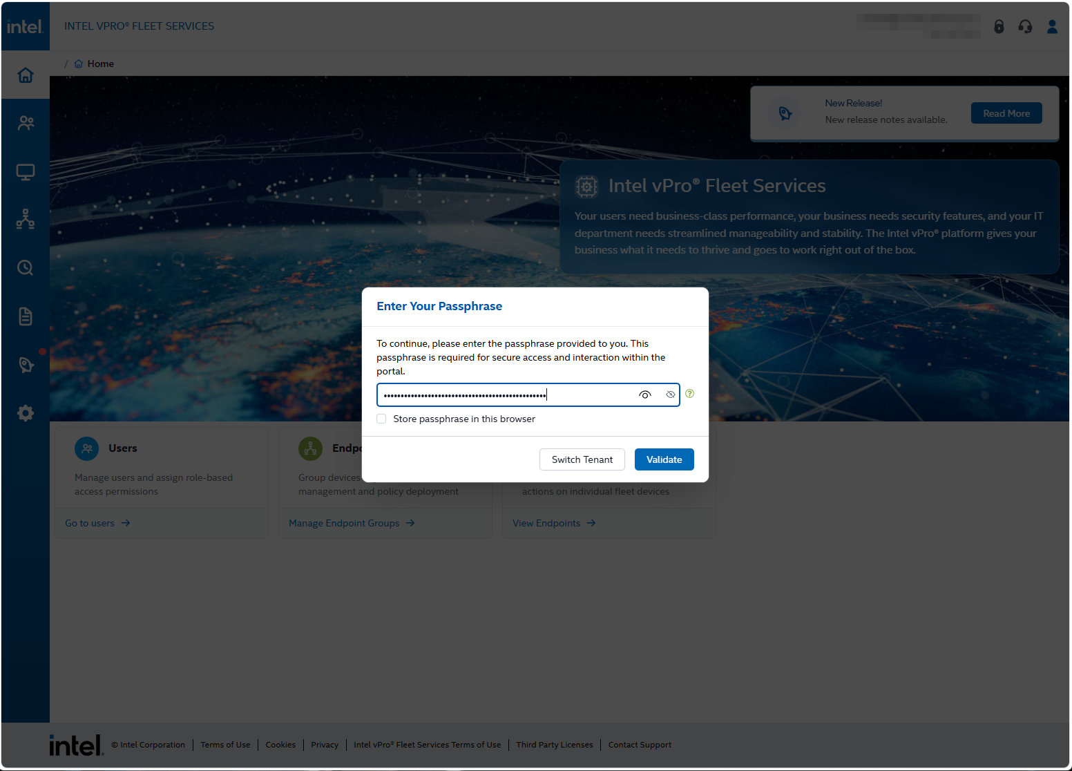 Enter the initial passphrase