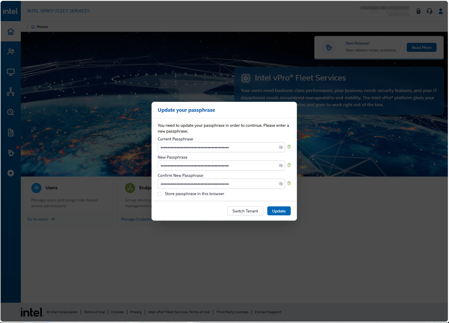 Update the passphrase