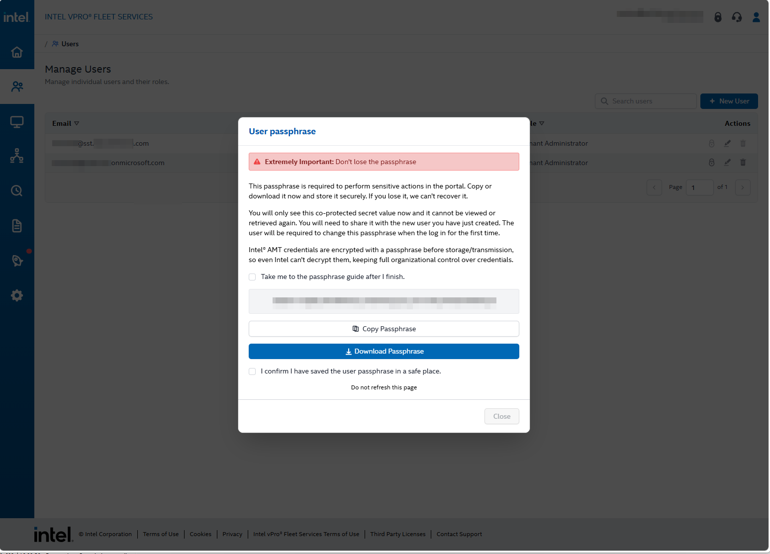 Passphrase for the new user