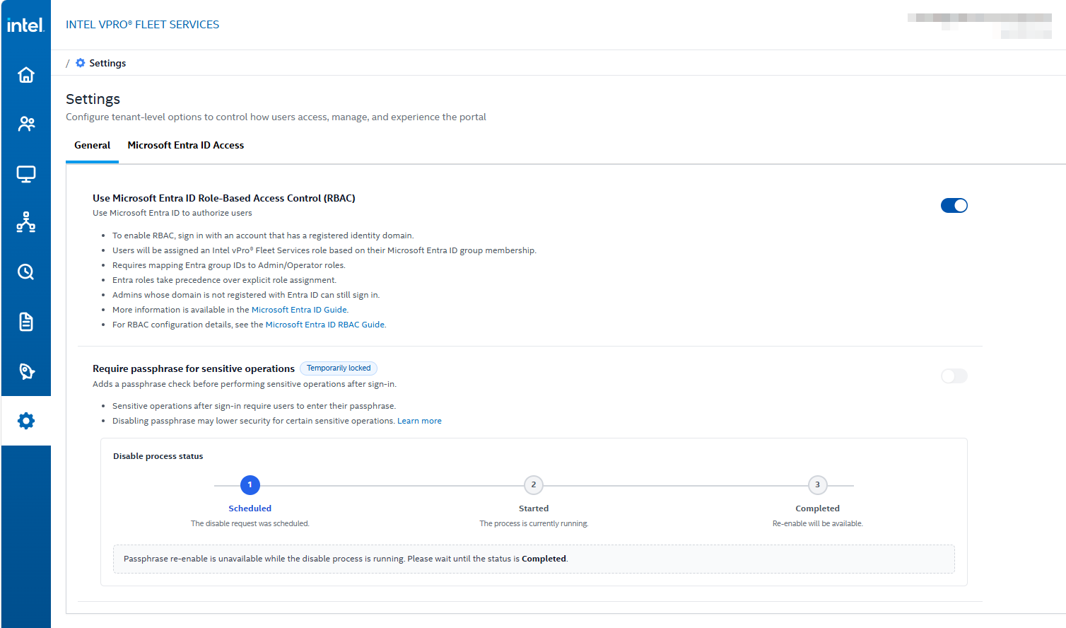 Disable process status