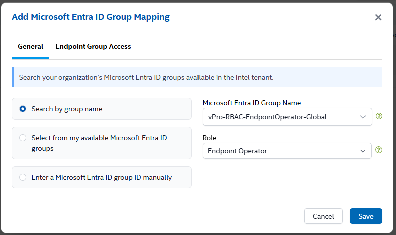 Global operator group with the Endpoint Operator role