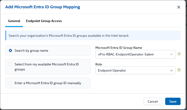 Salem operator group with the Endpoint Operator role