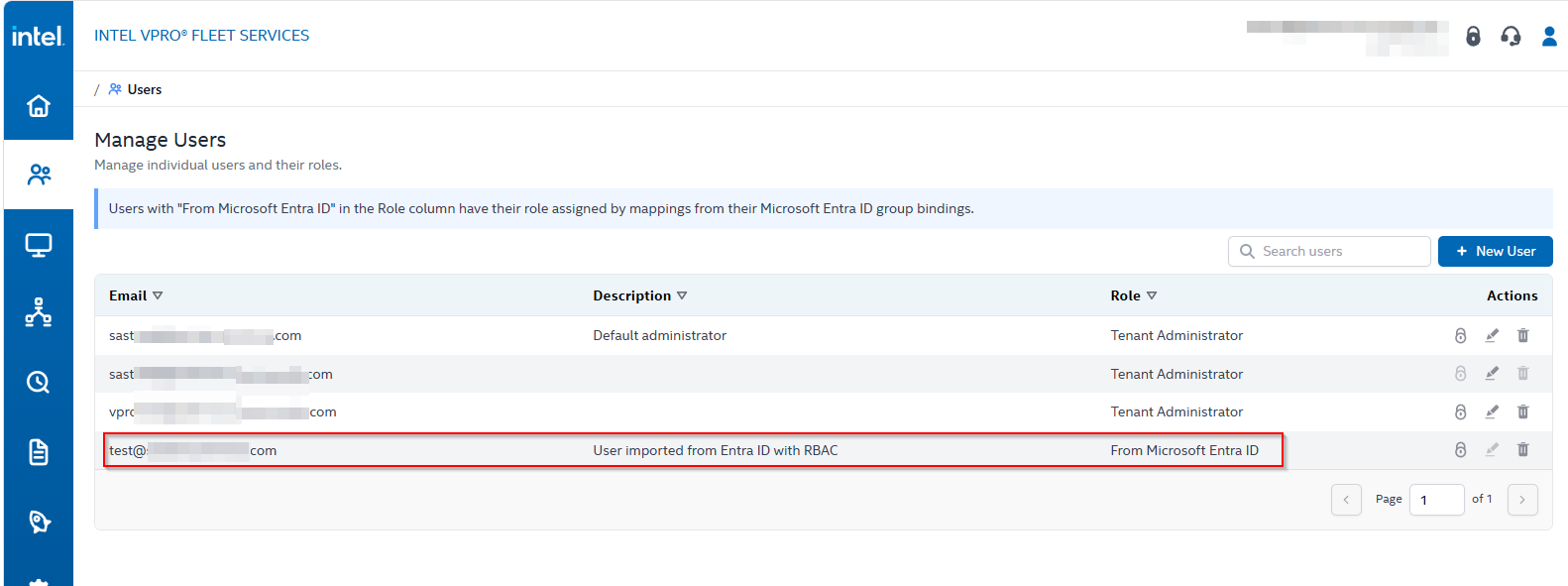 User imported from Entra ID