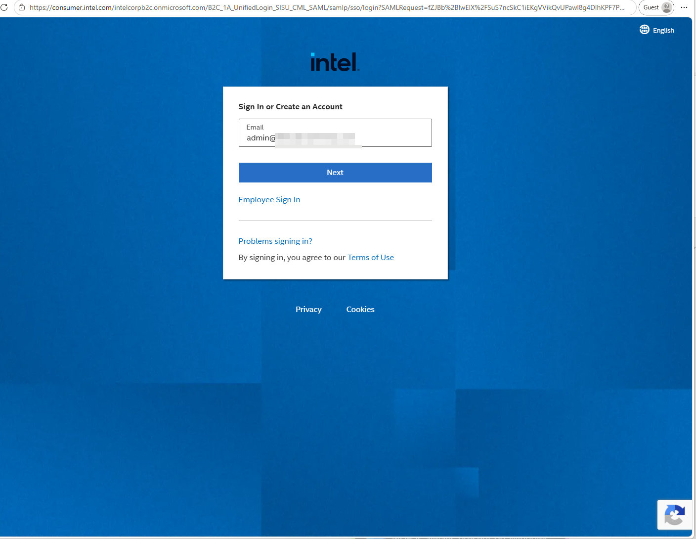 Intel account sign in