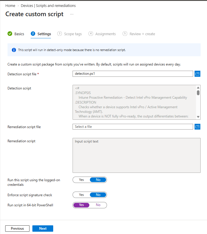 Remediation settings